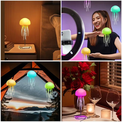 Cartoon Dancing Jellyfish Night Light RGB Gradient Cute Jellyfish Bedside Lamp Voice Control Bedroom Reading Desk Lamp