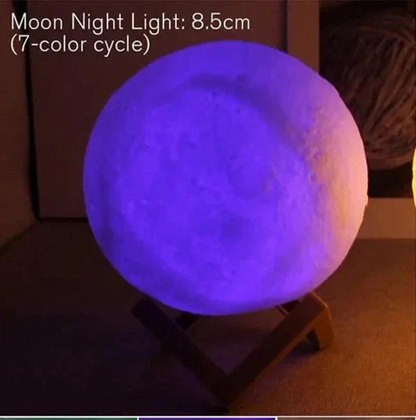 D5 Starry Moon Lamp 8Cm - LED Night Light with Stand, Perfect for Bedroom Decor and Gifts