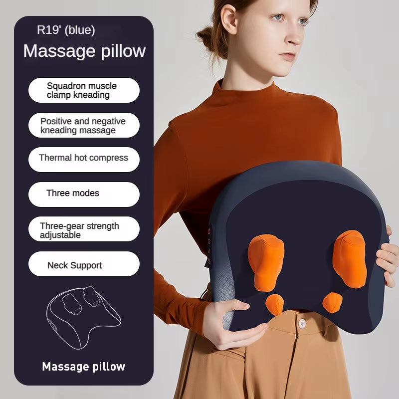 Trapezius Electric Massage Pillow Wireless Car and Home Massager Heating Waist Neck Leg Cervical Shiatsu Kneading