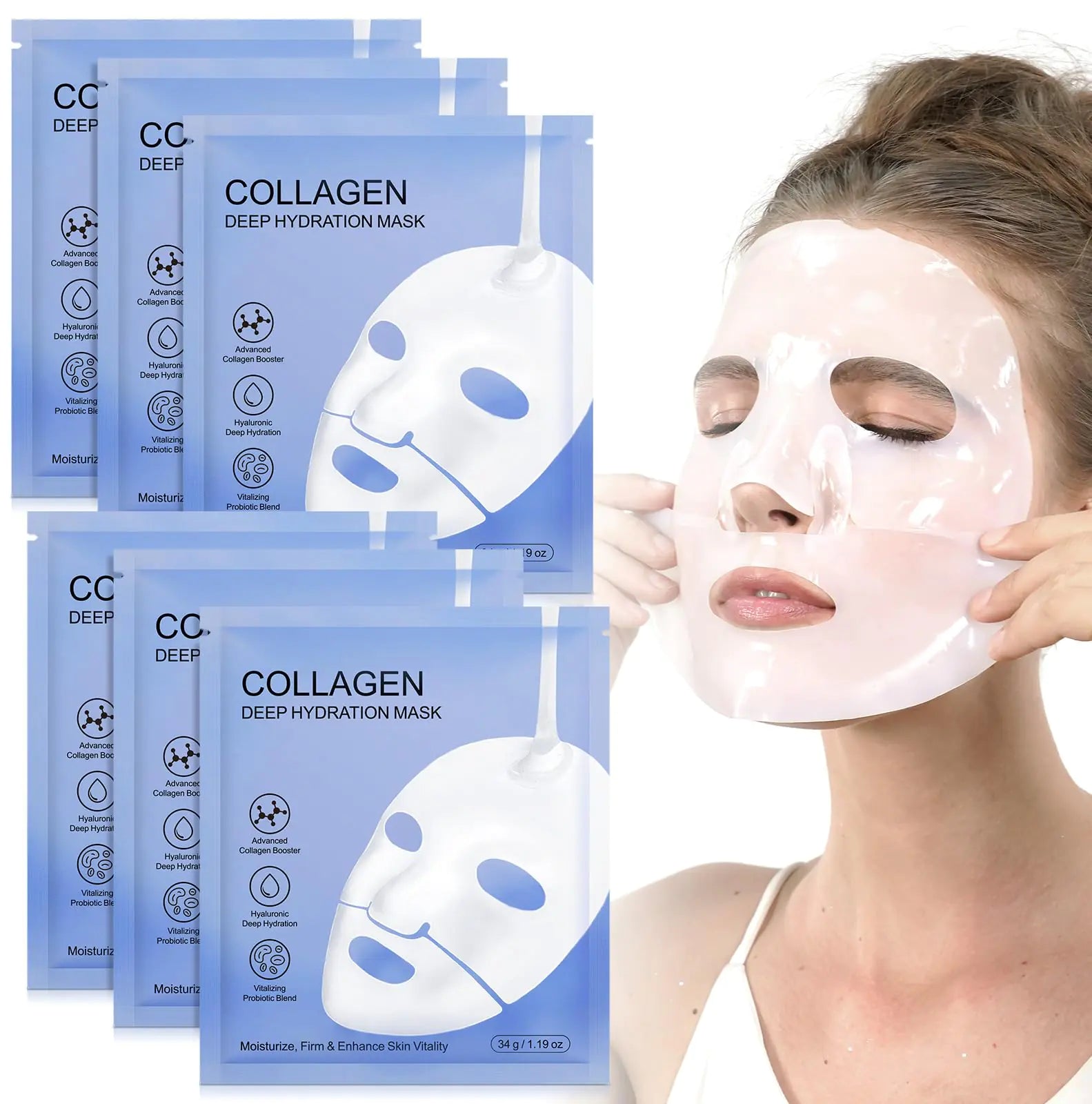 Collagen Face Mask Hydrating Overnight Hydrogel Mask - 6 pack